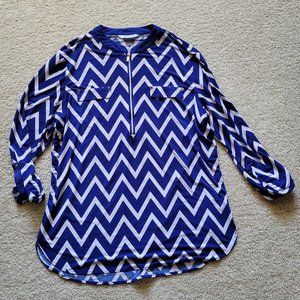 Peter Nygard Half-Zip Chevron Blouse